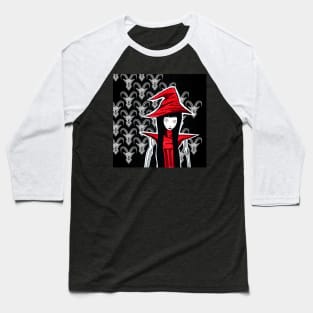 the witch doll in ecopop horror pattern wallpaper of goats Baseball T-Shirt